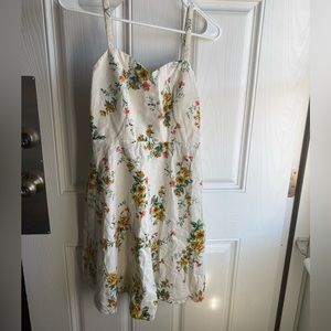 Old Navy Cream Floral Linen Cami Sundress Adjustable Straps